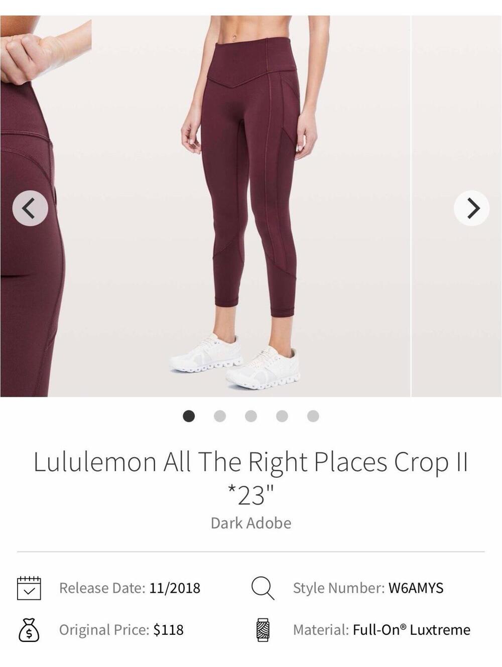 Lululemon All The Right Places Crop II *23in inseam Red size 4. Like New Conditi - Picture 5 of 6